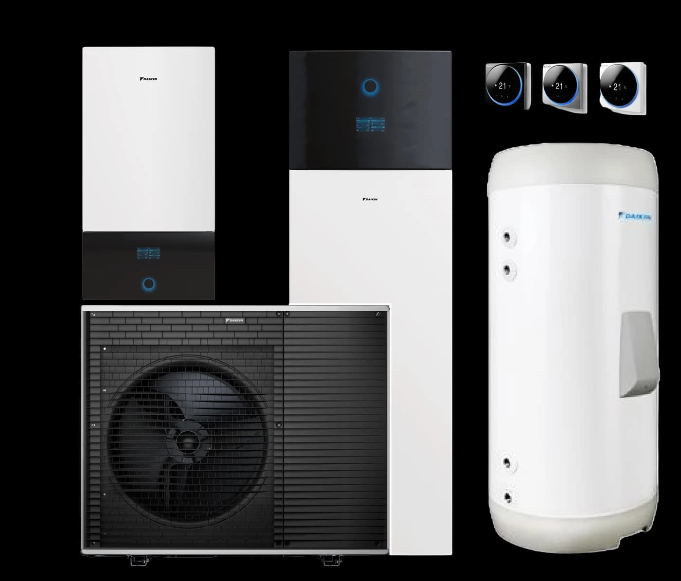 Daikin Altherma 4 H — buitenunit + vloermodel binnenunit + Madoka thermostaten + losse boilertank